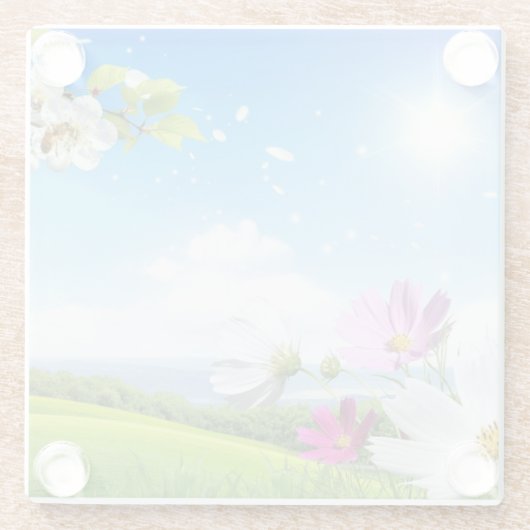 Frühling und Sommer Sonnentag Glasuntersetzer (Rückseite)