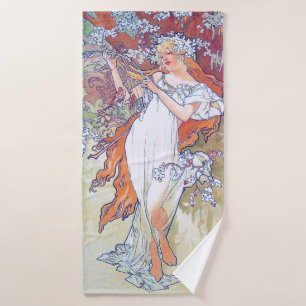Frühling (vier Jahreszeiten), Alphonse Mucha Badehandtuch