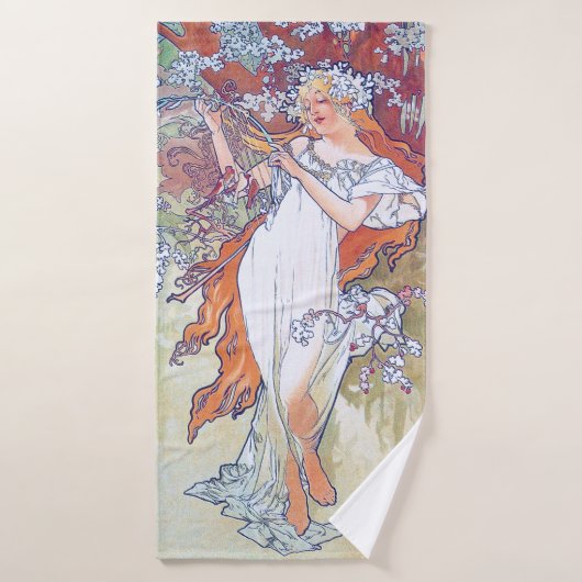 Frühling (vier Jahreszeiten), Alphonse Mucha Badehandtuch (Badehandtuch)
