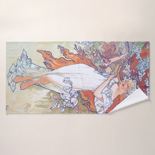 Frühling (vier Jahreszeiten), Alphonse Mucha Badehandtuch (Badehandtuch)