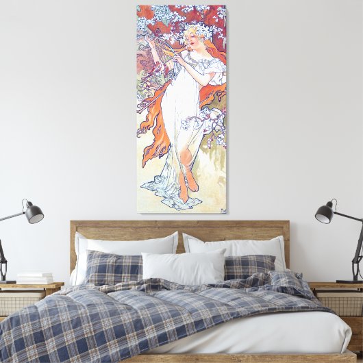 Frühling (Vier Jahreszeiten), Alphonse Mucha Canva Leinwanddruck (Insitu (Schlafzimmer))