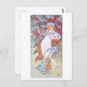 Frühling (vier Jahreszeiten), Alphonse Mucha Postkarte (Vorne/Hinten)
