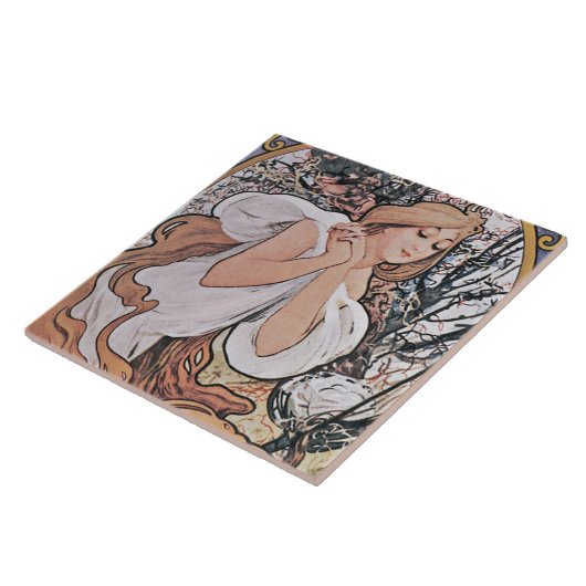 Frühling (vier Jahreszeiten), Mucha Fliese (Seite)