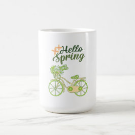 Frühling Vintage Fahrrad Illustration Hallo Kaffeetasse