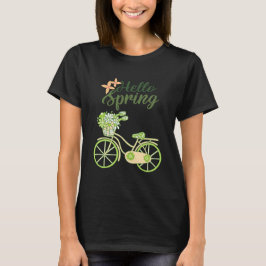Frühling Vintage Fahrrad Illustration Hallo T-Shirt
