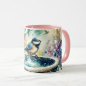 Frühling-Vogelbad-Wasserfarbe Tasse (VorderseiteRechts)