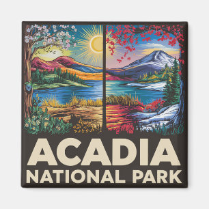 Frühling vs Herbst Acadia National Park Geschenk  Magnet