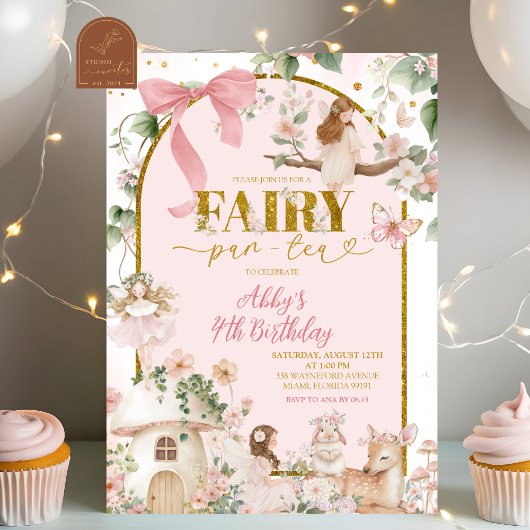 Frühling Wald Teeparty Fee Geburtstag Einladung