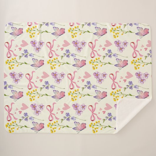 Frühling Wildblume Sherpa Blanket Sherpadecke (Vorderseite (Horizontal))