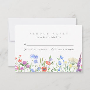 Frühling Wildblumen Boho Garten Hochzeit RSVP Karte