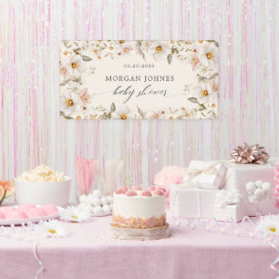 Frühling Zarte Florale Hochzeitsparty Banner