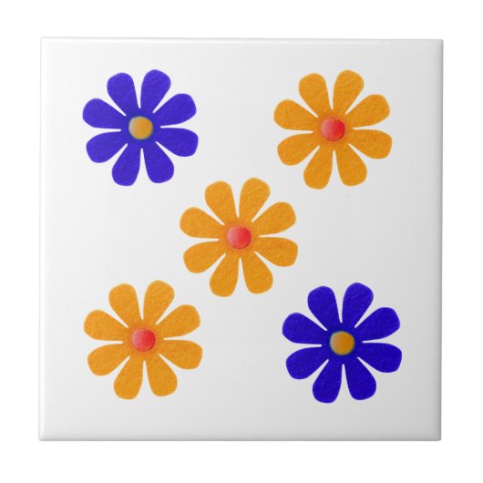 Frühlingblau und orange Blume für die Küche Fliese (Vorderseite)