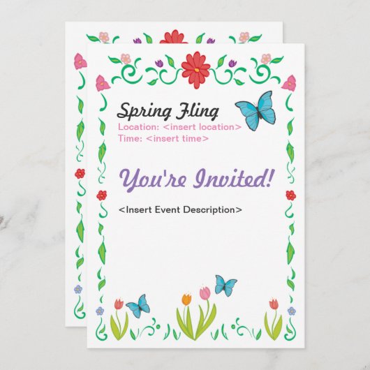 FrühlingFling laden ein Einladung (Vorne/Hinten)