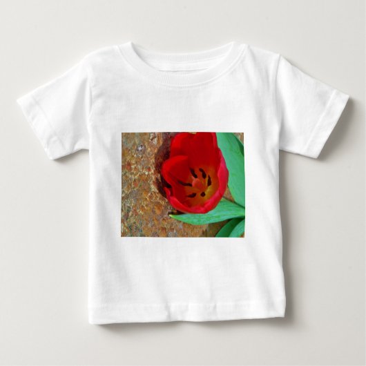 Frühlinggelb und Roter Tulip Baby T-shirt (Vorderseite)