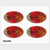 Frühlinggelb und Roter Tulip Ovaler Aufkleber (Blatt)