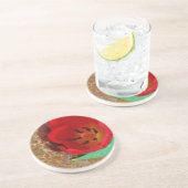 Frühlinggelb und Roter Tulip Sandstein Untersetzer (Seite)