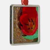 Frühlinggelb und Roter Tulip Silbernes Ornament (Rechts)