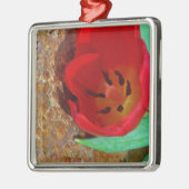 Frühlinggelb und Roter Tulip Silbernes Ornament (Links)