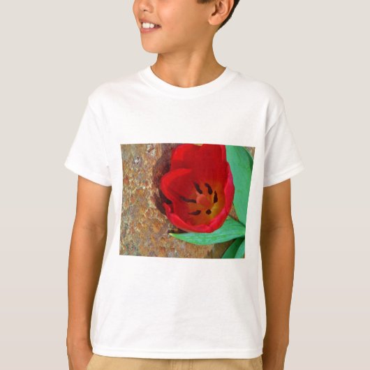 Frühlinggelb und Roter Tulip T-Shirt (Vorderseite)