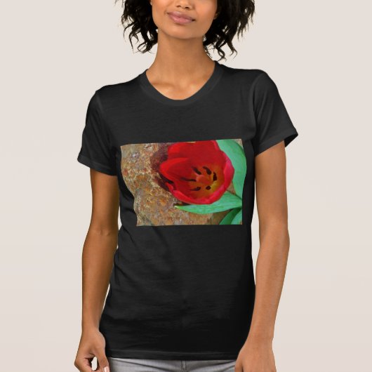 Frühlinggelb und Roter Tulip T-Shirt (Vorderseite)