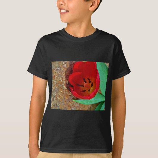 Frühlinggelb und Roter Tulip T-Shirt (Vorderseite)