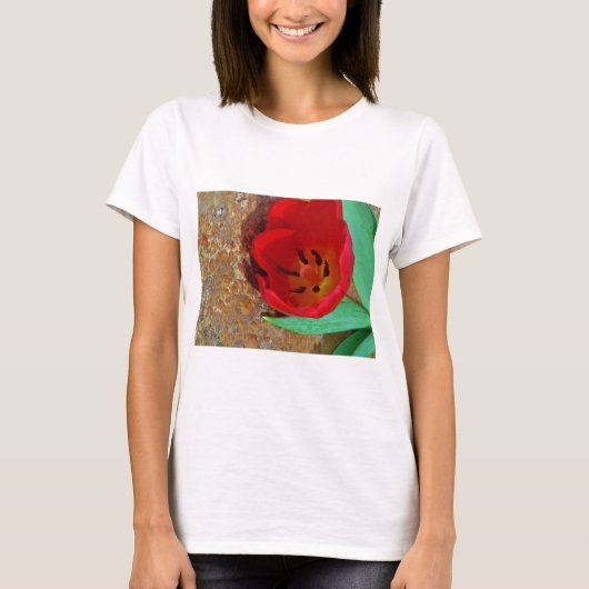 Frühlinggelb und Roter Tulip T-Shirt (Vorderseite)