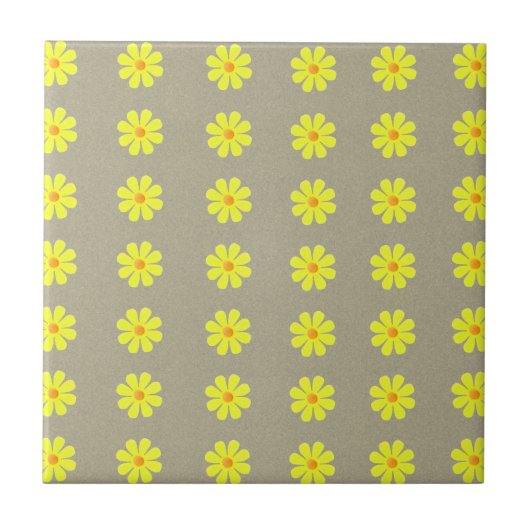 Frühlinggelbe Blumen auf abstraktem grauen Hinterg Fliese (Vorderseite)
