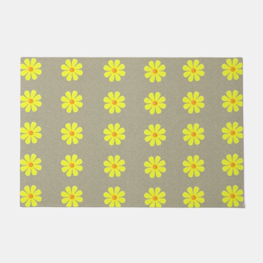 Frühlinggelbe Blumen auf abstraktem grauen Hinterg Fußmatte (Vorderseite)