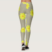 Frühlinggelbe Blumen auf abstraktem grauen Hinterg Leggings (Rückseite)