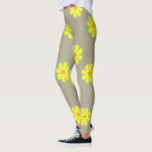 Frühlinggelbe Blumen auf abstraktem grauen Hinterg Leggings (Links)