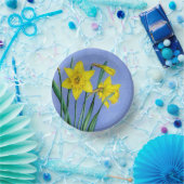 Frühlinggelbe Daffodien Kunst blaue Himmelsoster Pappteller (Party)