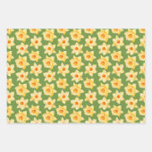 Frühlinggelbe Daffodin Blumengrün Blau Geschenkpapier Set (Vorderseite)