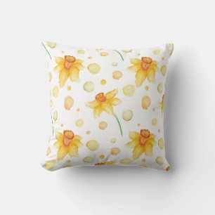 Frühlinggelbe daffodische Blume Muster Wasserfarbe Kissen