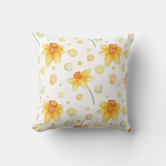Frühlinggelbe daffodische Blume Muster Wasserfarbe Kissen