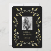 Frühlinggelbe Wildblumen B/W Foto Brautparty Einladung (Vorderseite)