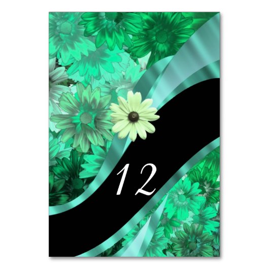Frühlinggrün-Blumenmuster personalisiert Tischnummer (Vorderseite)