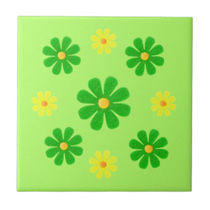 Frühlinggrün und gelb Blumen für die Küche Fliese