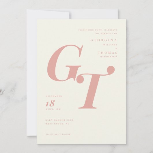 Frühlingmonogramm | Moderne Coral Peach Wedding (Vorderseite)