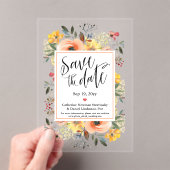 Frühlingorange Gelbe Flora Save the Date Acryleinladungen (Insitu (Handheld))
