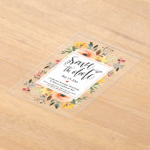 Frühlingorange Gelbe Flora Save the Date Acryleinladungen (Ablage )