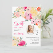 Frühlingrosa boho schicke Gartenanlage Blumengebir Einladung (Stehend Vorderseite)