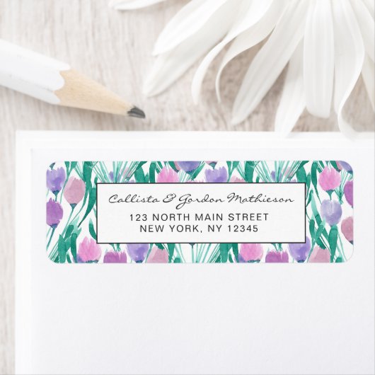 Frühlingrosa Lila Tulip Floral Wasserfarbe (Insitu)