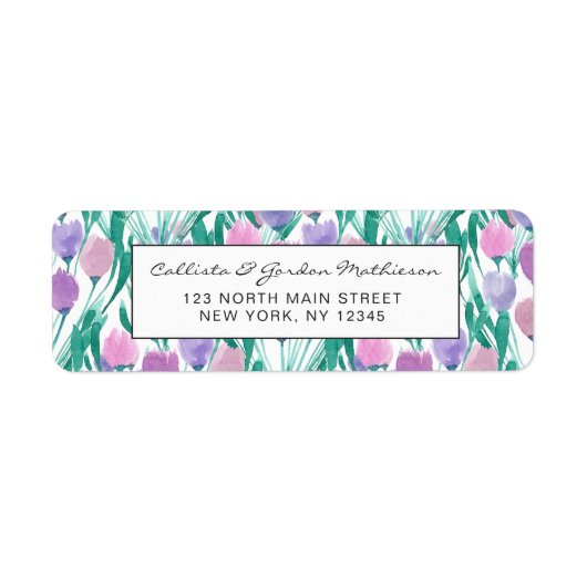 Frühlingrosa Lila Tulip Floral Wasserfarbe (Vorne)