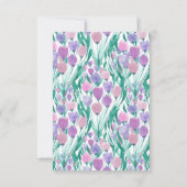 Frühlingrosa Lila Tulip Floral Wasserfarbe Dankeskarte (Rückseite)