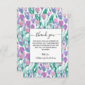 Frühlingrosa Lila Tulip Floral Wasserfarbe Dankeskarte (Vorne/Hinten)