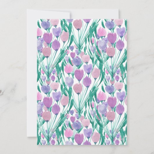 Frühlingrosa Lila Tulip Floral Wasserfarbe Einladung (Rückseite)