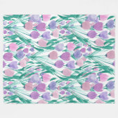 Frühlingrosa Lila Tulip Floral Wasserfarbe Fleecedecke (Vorderseite (Horizontal))