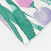 Frühlingrosa Lila Tulip Floral Wasserfarbe Fleecedecke (Ecke)