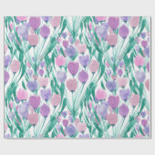 Frühlingrosa Lila Tulip Floral Wasserfarbe Geschenkpapier (Flach)
