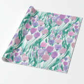 Frühlingrosa Lila Tulip Floral Wasserfarbe Geschenkpapier (Ungerollt)